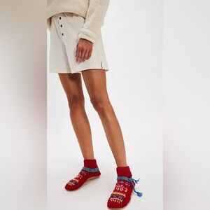 NWT FREE PEOPLE FRENCH KNOT COLLAB FROSTY FRIENDS SLIPPER SOCKS L/XL
